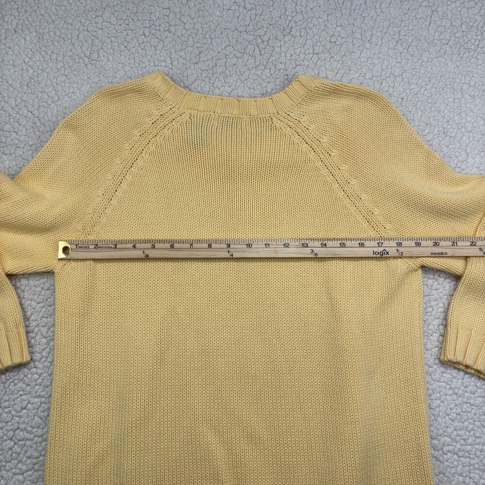 Vintage White Stag Butter Yellow Women's Large V-Neck Chunky Knit Sweater Cotton - Picture 5 of 6